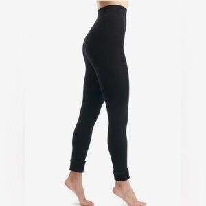 Lemon Fur Cuff Black Leggings
